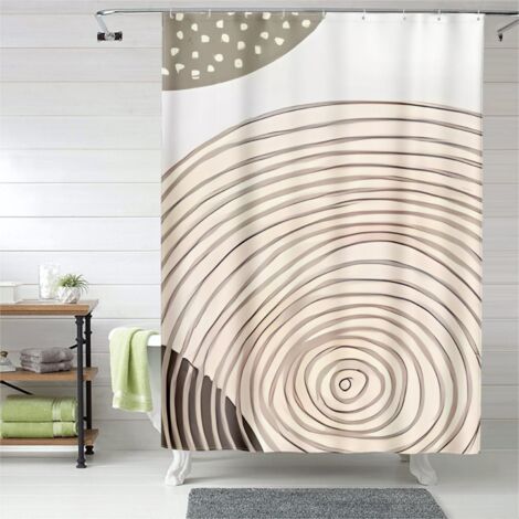 Rideau de douche motifs noir et blanc géométrique, œillets plastique, durable (1/5)