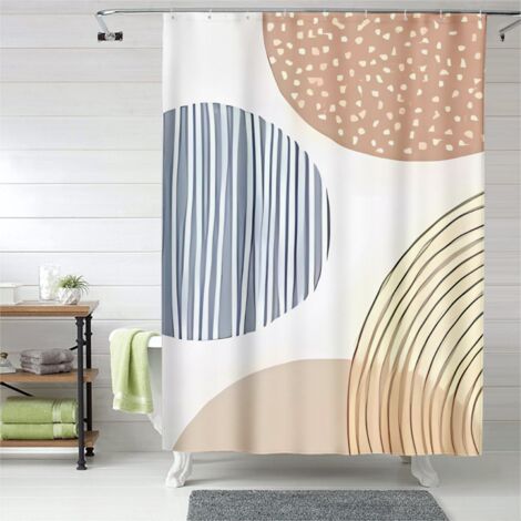 Rideau de douche motifs kaléidoscope, œillets plastique, facile d'entretien (1/5)