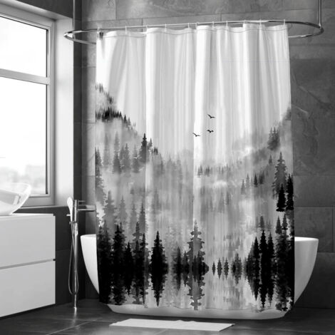 Rideau de douche forêt enchantée brumeuse – Style féerique et doux (1/5)