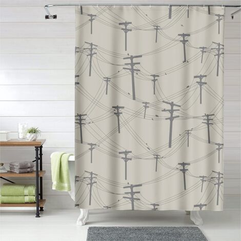 Rideau de douche décoratif imperméable, œillets plastique, lavable (1/5)