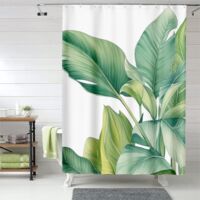 Rideau de douche feuilles de palmier nain, œillets plastique, qualité