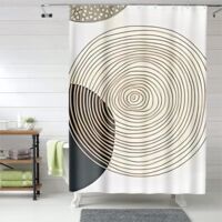 Rideau de douche géométrique design, œillets plastique – Déco salle de bain