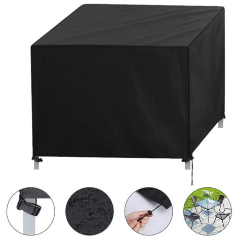 Fundas para muebles de jardín impermeables 420D Oxford Funda impermeable y a prueba de polvo para juego de sillas de mesa medianas,11011085cm, negro