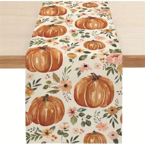 Fuleadture Camino de mesa de calabaza de Acción de Gracias - Decoración de cosecha de otoño para mesa de comedor, centro de mesa otoñal, 40 x 140 cm