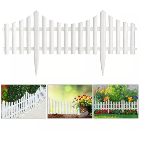 Valla de estacas de 12 piezas, valla de plástico, decoración de bordes de valla de jardín, diseño de barrera, borde de césped (1/5)