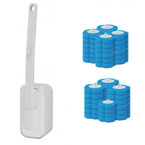 Cepillo de inodoro desechable, productos de limpieza para inodoros, cepillo para inodoro, cepillo limpiador de inodoros con soporte, 42 repuestos (1/5)