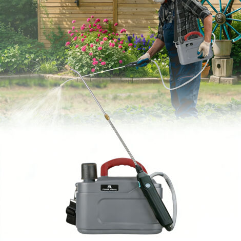 Pulverizador eléctrico de jardín de 8 litros con varilla telescópica y correa de hombro ajustable para el control de malezas en céspedes, jardines (1/5)