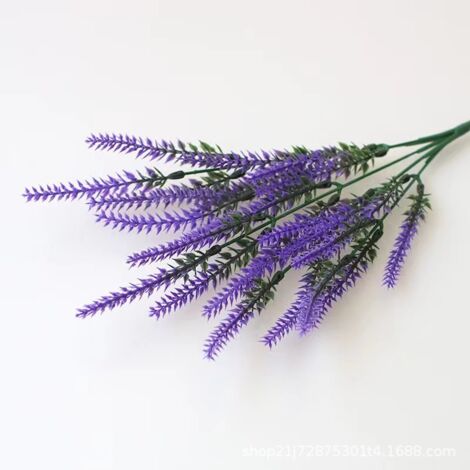 10 lavandas realistas de plástico - Flores artificiales resistentes a la decoloración para decoración de exteriores y hogar - Ideales para macetas (1/3)