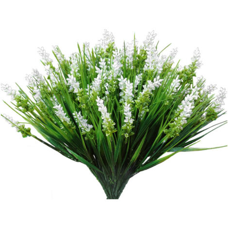 10 lavandas artificiales realistas - Plantas decorativas para el hogar y el jardín Regalo decorativo para porche, patio, boda (blanco) (1/5)