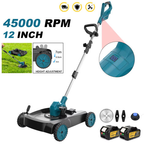 Cortacésped eléctrico, desbrozadora inalámbrica sin escobillas para Makita con pin de batería de 18 V, cortadora de paisajismo, 2 baterías