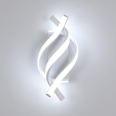 Aplique de pared LED moderno de 18 W, lámpara de pared LED curva en espiral, iluminación de pared para salón y escalera, blanco frío 6500 K (blanco) (1/5)