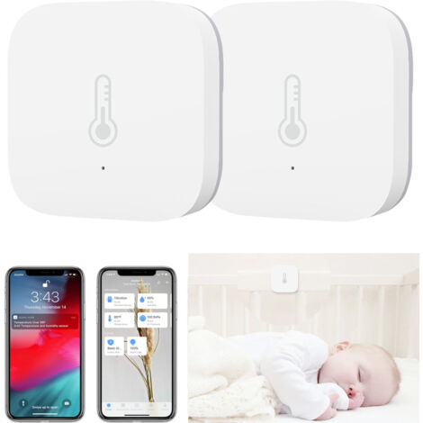 Pack de 2 termómetros e higrómetros inalámbricos(requiere Zigbee) para control remoto y automatización del hogar. Compatible con Apple HomeKit y Alexa (1/5)