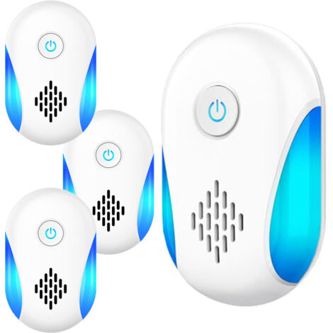 Paquete de 4 repelentes ultrasónicos de plagas mejorados, repelentes de mosquitos para interiores de roedores, insectos y mosquitos, blanco (1/5)