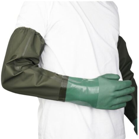 Guantes impermeables extra largos de 65 cm, guantes de jardinería, guantes largos para hombre y mujer, puños elásticos (Verde, forro de algodón) (1/5)