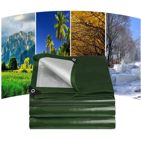 Lona de polietileno resistente con ojales reforzados,impermeable y resistente a los rayos UV,para techos, patios, piscinas y automóviles (200 x 500cm) (1/5)