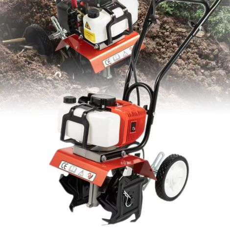 Mini motoculteur à essence - 1,9 kW, 52 cm3, moteur deux temps, outil de travail du sol pour jardin et cour, 6500-7000 tr/min. (1/5)