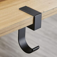 Fuleadture Gancho organizador de escritorio de aluminio-Gancho para bolso montado en la puerta sin perforar con diseño antideslizante negro elegante para oficina