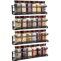 Especiero de pared, organizador de especias metálico de 4 piezas, sin taladrar, para colgar en la puerta de la cocina o el armario.