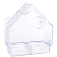 Comedero para aves de acrílico transparente – Comedero de ventana con ventosas (Dimensiones: 15,5 x 6 x 16 cm)