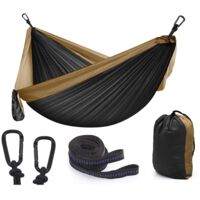 Hamaca de camping para exteriores de 270 x 140 cm, columpio individual para patio con correas y bolsa de almacenamiento, capacidad de 300 kg