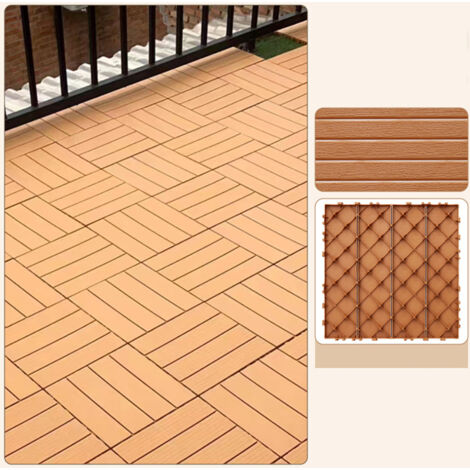 Fuleadture 11 Orange Interlocking Plastic Patio Tiles, Durable and Low Temperature Resistant, 30x30cm Outdoor Flooring for Garden, Balcony, Pool