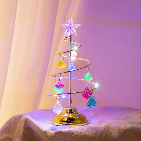 Fuleadture Christmas tree, LED illuminated crystal Christmas tree, decorative crystal night light (batteries not included) (1/4)