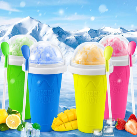 Fuleadture Set of 4 500ml Instant Smoothie Cups, Leakproof Double-Walled Freezer Cups, Perfect for Making Smoothies - Multicolor