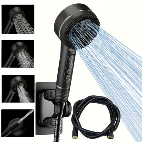 Fuleadture Premium Black High Pressure Shower Head with 1.5m Hose and Holder - Four-Speed Boost - Easy to Install (1/5)
