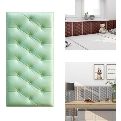 Waterproof Anti-Collision Wall Cushion Stickers 30 x 60 cm, DIY Decoration, Green 3D Wall Panel, 10 Pieces