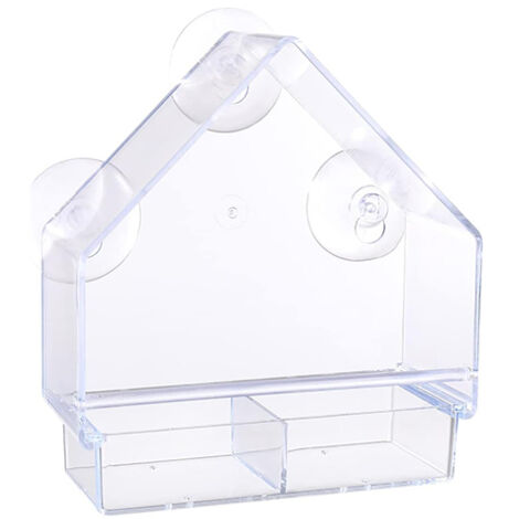 Transparent Acrylic Bird Feeder – Suction-Cup Window Feeder (Dimensions: 15.5 x 6 x 16 cm) (1/4)