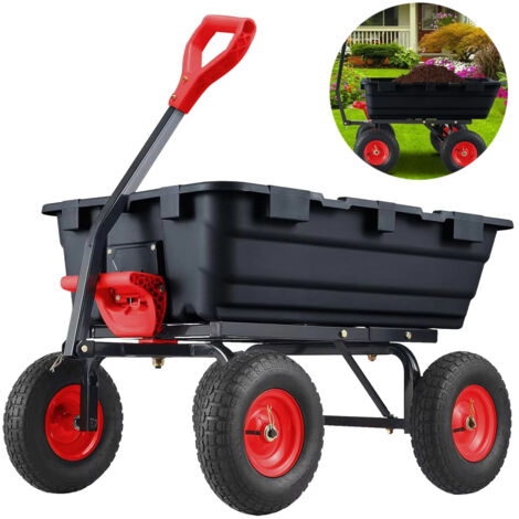 Chariot de jardin basculant (capacité 800 lb) — Brouette robuste en acier avec poignée pivotante à 180° et pneus — Idéal pour cours et jardins (1/5)