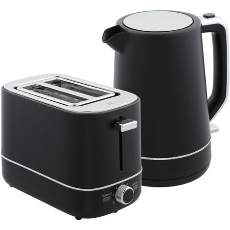 Ensemble bouilloire 1,7 L + grille-pain 2 tranches, 2200 W, 6 niveaux, noir (1/5)