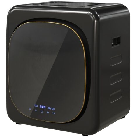 Mini sèche-linge 4 kg LED tactile, 6 programmes, séchage 60°C, compact mural ou pose libre, noir