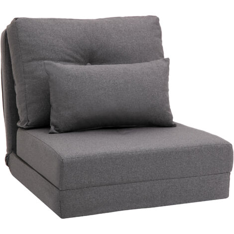 Fauteuil de sol convertible 2 en 1 dossier réglable, canapé méditation lin coussin confortable salon bureau (1/5)