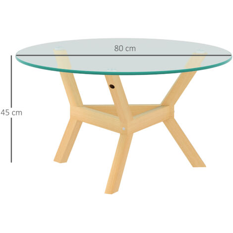 Table basse verre trempé Ø80x45 cm pieds acier réglables design moderne ...