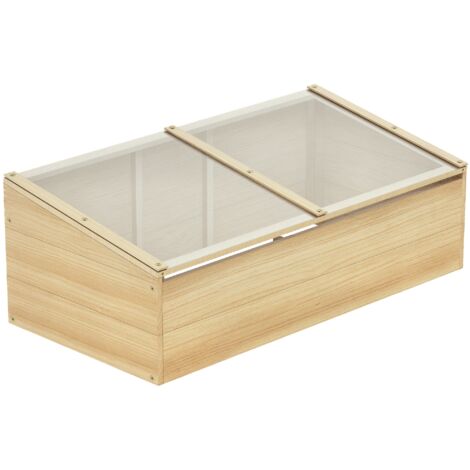 Serre bois Outsunny châssis froid jardinière bac plantes 100x50x35 cm sapin naturel serre balcon jardin potager
