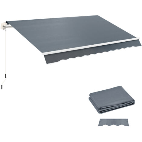 Housse de rechange store banne rétractable 4x3 m polyester anti-UV 50% protection extérieur jardin terrasse grise