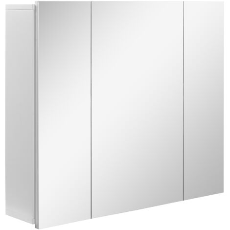 Meuble salle de bain miroir 3 portes étagères réglables meuble mural design moderne blanc gain de place 70x15x60 cm