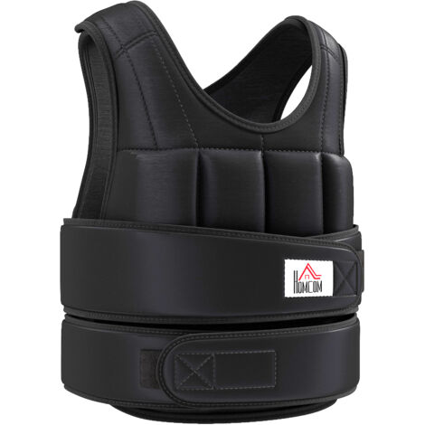 Gilet lesté ajustable 10 kg poids amovibles musculation boxe fitness entraînement tissu Oxford 50x60 cm noir