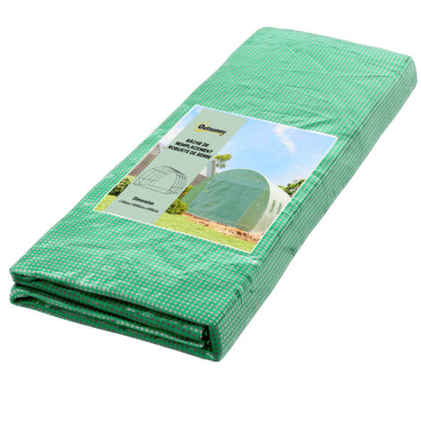 Bâche rechange serre tunnel 12 m² 4x3x2 m PE imperméable UV 8 fenêtres porte zippée serre verte