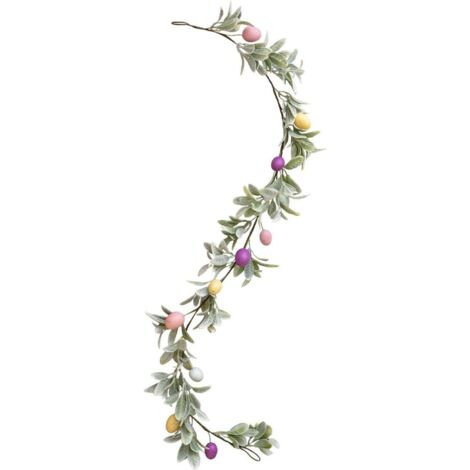 Artificial Easter Garland 1.7 m (5.6 ft) with Speckled Eggs and Green Foliage - Pastel Tone Easter Decoration, Trailing Garland for Fireplace, Interiors and Party Decorations (1/5)