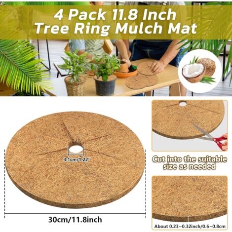 Set of 4 Natural Coconut Fiber Tree Protection Rings Ø30 cm (11.8 ...