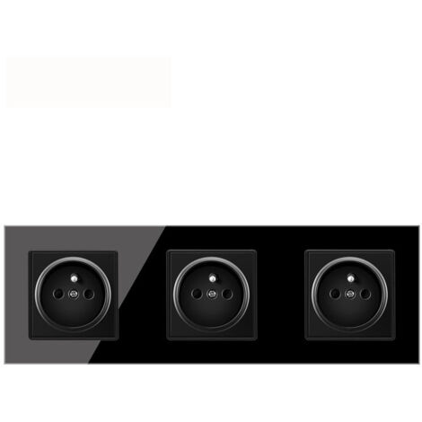 European Standard Wall Socket 250V 16A - Double Socket with Black Tempered Glass Panel, DIY Wall Socket