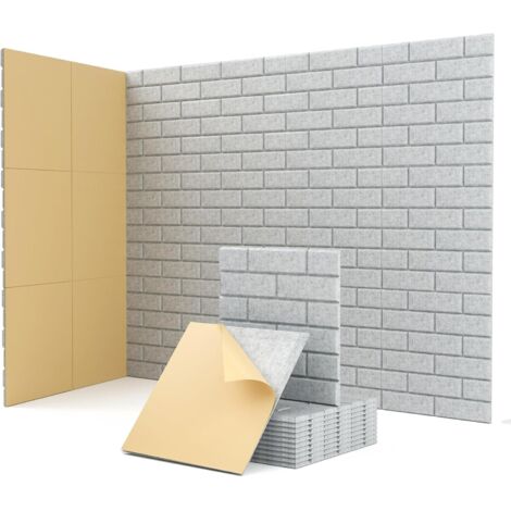 Set of 12 Self-Adhesive Acoustic Panels 30 x 30 cm – High Density Foam Sound Absorbing Wall Panels, Acoustic Absorption for Studio, Office and Home Silver (1/5)
