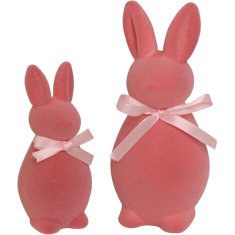 Easter Velvet Bunny Set 2 – 20 & 14cm Table & Spring Decoration Pink (1/5)