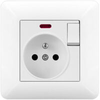 Wall Socket with Switch and LED 16A 240V White – Flush Mount Outlet