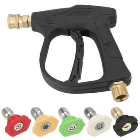 Accessoire lavage auto pistolet pulvérisateur haute pression 300 PSI, 5 buses, raccord rapide, filetage 1/4" M22, pistolet à mousse pour véhicule (1/5)