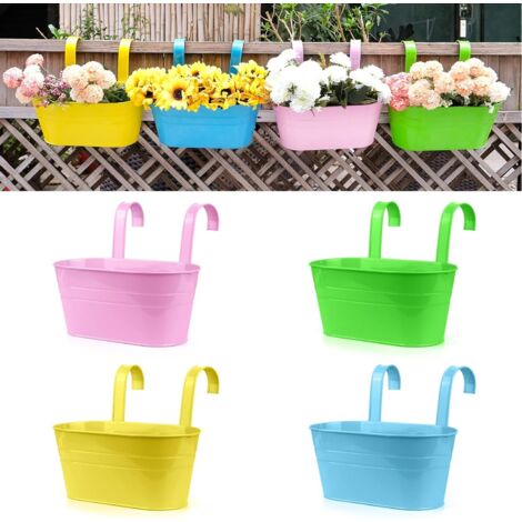 4 chargement Pots de Fleurs, Pots de Jardin, seaux à Suspendre, Pots de Fleurs en métal, décoration d'intérieur (1/5)