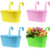 4 Pieces pot fleur pot suspendu pot suspendu Metal Iron Hanging Flower Pots Garden Pots Balcony Planters Metal Bucket Hanging