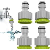 Set de raccord de tuyau pour l'irrigation de jardin 2-en-1 Raccord de robinet-4 Pack 1/2”et 3/4”